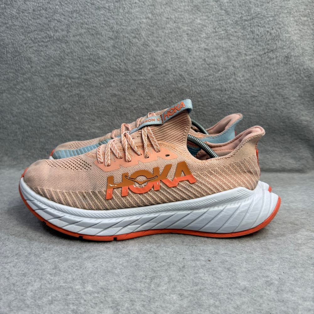 Hoka Women's Peach Orange White Athletic Running Shoes